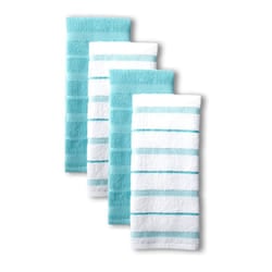 KitchenAid Albany Kitchen Towel 4-Pack Set  Aqua/White  16""""x26""""