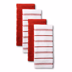 KitchenAid Albany Kitchen Towel 4-Pack Set Passion Red/White 16""""x26""""