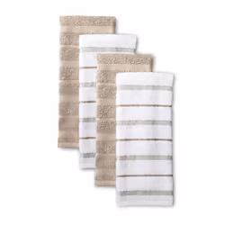 KitchenAid Albany Kitchen Towel 4-Pack Set  Milkshake Tan/White  16""""x26""""