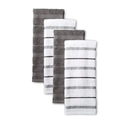 KitchenAid Albany Kitchen Towel 4-Pack Set  Charcoal Grey/White  16""""x26""""