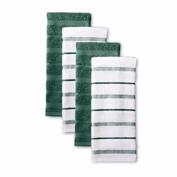 KitchenAid Albany Kitchen Towel 4-Pack Set  Dark Green/White  16""""x26""""
