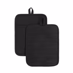 KitchenAid Ribbed Soft Silicone Water Resistant Pot Holder Set Onyx B