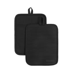 KitchenAid Ribbed Soft Silicone Water Resistant Pot Holder Set  Onyx B