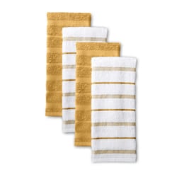 KitchenAid Albany Kitchen Towel 4-Pack Set  Orange Sorbet Yellow/White  16""""x26""""
