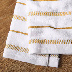 KitchenAid Albany Kitchen Towel 4-Pack Set  Orange Sorbet Yellow/White  16""""x26""""