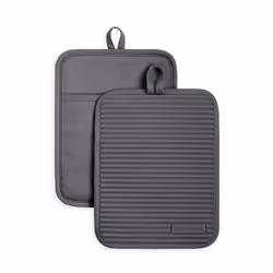 KitchenAid Ribbed Soft Silicone Pot Holder Set Charcoal Grey 7""""x9""""