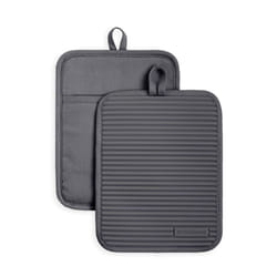 KitchenAid Ribbed Soft Silicone Pot Holder Set  Charcoal Grey 7""""x9""""