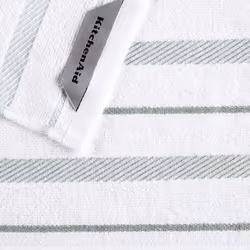 KitchenAid Albany Dishcloth 8 Pack Set  Matte Grey/White  12""""x12""""