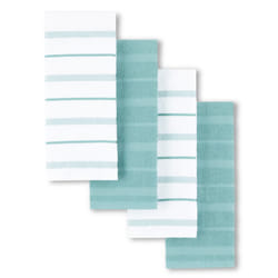 KitchenAid Albany Kitchen Towel 4-Pack Set  Mineral Water Aqua/White  16""""x26""""