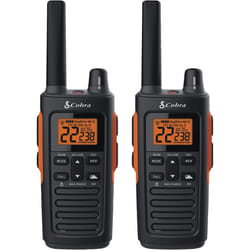 Cobra RX680 Waterproof Walkie Talkies - Rechargeable  60 Preset Channels  Long Range 38-Mile Two-Way Radio Set (2-Pack) Black and Orange