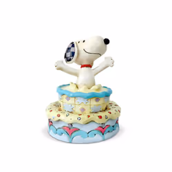 Enesco 6005944 Peanuts by Jim Shore Snoopy Jumping Out of Birthday Cake Figurine  5.5 Inch  Multicolor