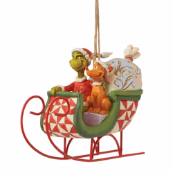 Enesco Jim Shore Dr. Seuss The Grinch and Max in Sleigh Hanging Orname