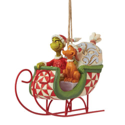 Enesco Jim Shore Dr. Seuss The Grinch and Max in Sleigh Hanging Orname