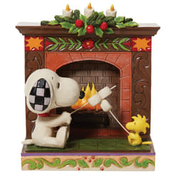 Enesco Jim Shore Peanuts Snoopy and Woodstock Fireplace Figurine  453 Inch  Multicolor