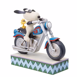 Enesco Peanuts Collection by Jim Shore Snoopy and Woodstock Riding a Motorcycle Figurine- Stone Resin Hand Crafted Painted Co ...