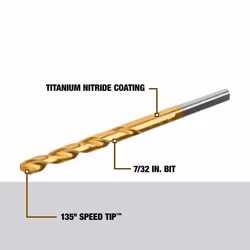 DEWALT DW1314 7/32-Inch Titanium Nitride Speed Tip Point Drill Bit