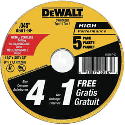 DEWALT 4-1/2 Inch Cut-Off Wheel  Angle Grinder Cutting Disc  General Purpose  5-Pack DW8062B5