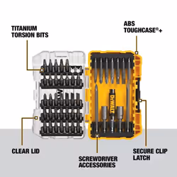 Screwdriver Bit Set with Tough Case, 45-Piece (DW2166), Grey/Silver Screwdriving Set With Tough Case