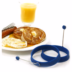 Norpro Silicone Round Pancake/Egg Rings  2 Pieces  Blue