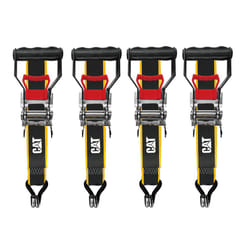 Cat Ratcheting Tie Down 4 Piece Strap Set  Ratchet Straps  1 100 Pound Work Strength; 3 300 Pound Break Strength  Moving  Cargo  Heavy Duty Utility Ti