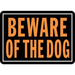 Hy-Ko Products 838 Beware of Dog Aluminum Sign 9.25"" x 14"" Orange/Black  1 Piece