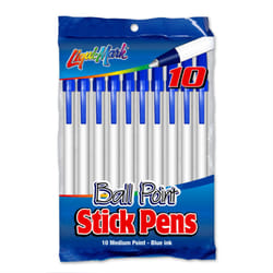 10pk Medium Point Stick Pens - Black