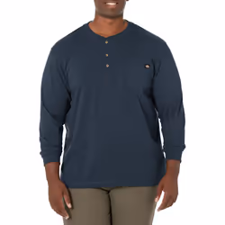 Dickies mens Long Sleeve Heavyweight henley shirts Dark Navy 3T US