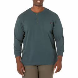 Dickies Mens Long Sleeve Heavyweight Henley Hunter green Medium