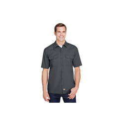 Mens FLEX Short-Sleeve Twill Work Shirt - BLAcK - S(D0102HI3T2g)