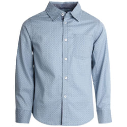 Ben Sherman Boys' Shirt - Casual Long Sleeve Button Down Collared Shirt Size 8-18  Size 18  Blue Square Dots