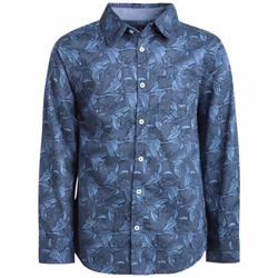 Ben Sherman Boys' Shirt - Casual Long Sleeve Button Down Collared Shirt Size 8-18  Size 8  Navy Flower Print