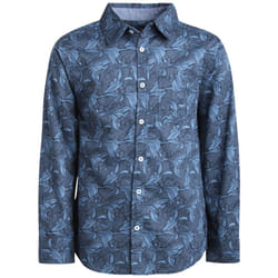 Ben Sherman Boys' Shirt - Casual Long Sleeve Button Down Collared Shirt Size 8-18  Size 18  Navy Flower Print