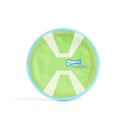 Chuckit! Max Glow Paraflight Flying Disc Dog Toy - Water Floating Flyer - Durable Nylon Construction with Soft Rubber Edges - For Medium and Large Dog