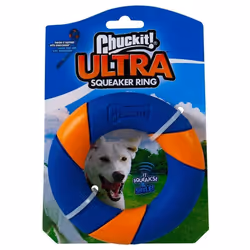 Chuckit! Ultra Squeaker Dog Rubber Ring Erratic Bounce, Zig-Zags & Hops With Squeak Interactive Fetch Play