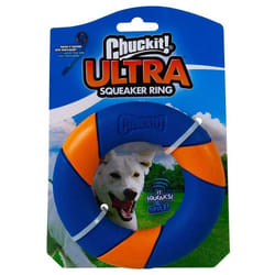 Chuckit! Ultra Squeaker Dog Rubber Ring Erratic Bounce, Zig-Zags & Hops With Squeak Interactive Fetch Play