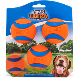 Chuckit Ultra Ball, Durable High Bounce Rubber Dog Ball, Launcher Compatible, 3 Pack, Medium