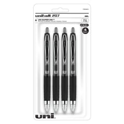 uni-ball 207 Retractable Fraud Prevention Gel Pens  Bold Point  1.0 mm  Translucent Black Barrels  Black Ink  Pack of 4