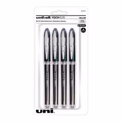 uniball Vision Elite Rollerball Pens Micro Point (0.5mm) Black 4 Pack