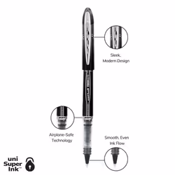uniball Vision Elite Rollerball Pens  Micro Point (0.5mm)  Black  4 Pack