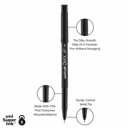 uniball Onyx Rollerball Pens  Fine Point (0.7mm)  Black and Blue Ink  3 Pack