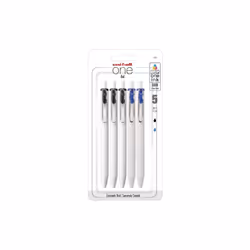 Uni-Ball One Retractable Gel Pens Micro Point 0.5 mm White Barrel Black/Blue Ink Pack Of 5 Pens