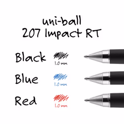 Uniball 207 Impact RT Retractable Pen Refills  1.0mm Bold Point  Black Ink  6 Refills