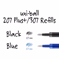 Uniball 207+ Plus Pen Refills  0.7mm Medium Point  Black Ink  6 Refills