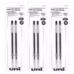 Uniball Jetstream Ballpoint Pen Refills 1.0mm Bold Point Black Ink 6 Refills