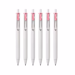 Uniball One Retractable Gel Pens 0.5mm Micro Point Light Pink Ink 6 Count