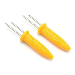 Fox Run Stainless Steel and Plastic  Corn Holder Set of 6  Yellow