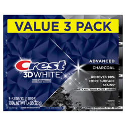 Crest 3D White  Charcoal Whitening Toothpaste  3.8 Oz (Pack of 3)