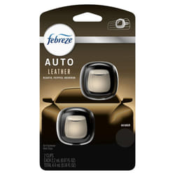 Febreze Car Vent Clip Air Freshener  Odor Eliminator for Up to 30 Days Freshness  2 Clips (Leather)