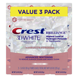 Crest 3D White Brilliance Hydrogen Peroxide Toothpaste with Fluoride 3 Ounce (Pack of 3)