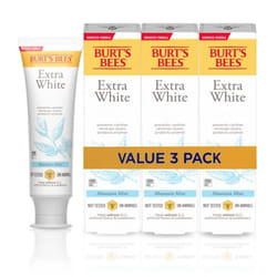 Burt's Bees Extra White Toothpaste  Fluoride Toothpaste  Natural Flavor  Mountain Mint  4.7 oz  Pack of 3
